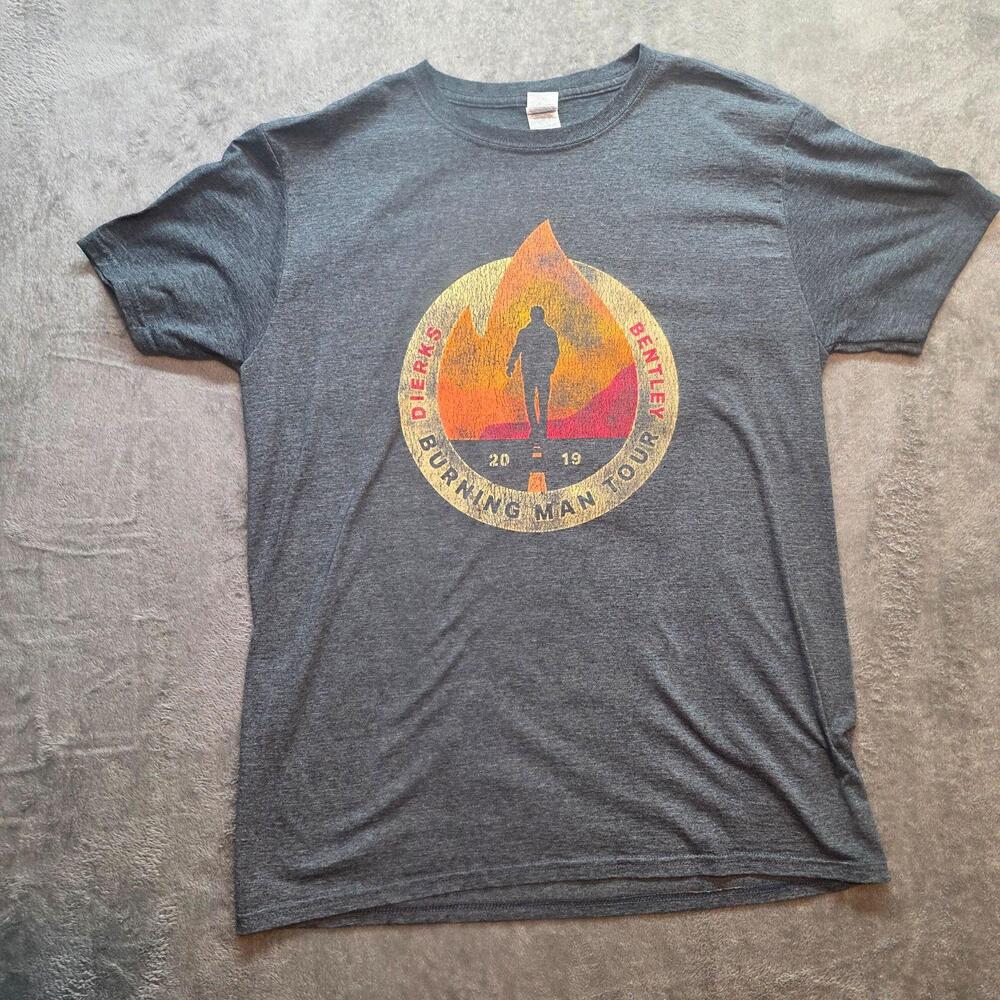 Gildan Dierks Bentley Burning Man Tour 2019 Shirt Mens L Gray Graphic T-Shirt